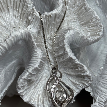 925 Sterling Silver White Sapphire Necklace Length 21/19 Inch