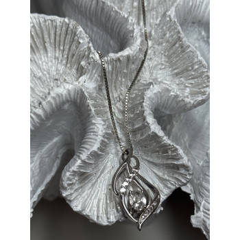 925 Sterling Silver White Sapphire Necklace Length 21/19 Inch