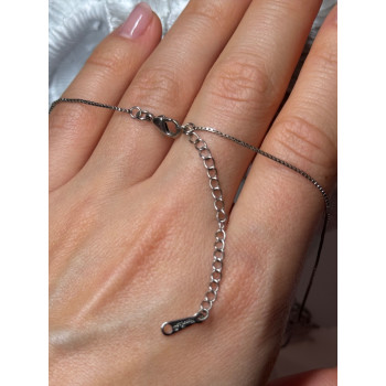 925 Sterling Silver White Sapphire Necklace Length 21/19 Inch