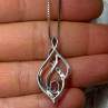 925 Sterling Silver White Sapphire Necklace Length 21/19 Inch
