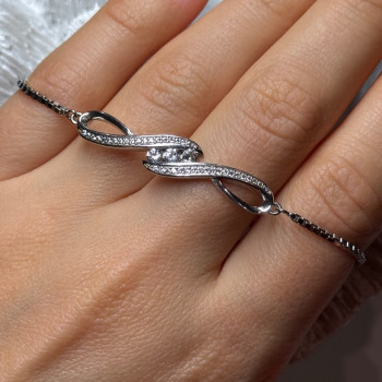 925 Sterling Silver CZ Bracelet Slider