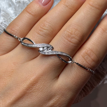 925 Sterling Silver CZ Bracelet Slider