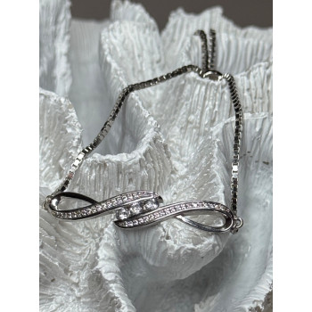 925 Sterling Silver CZ Bracelet Slider
