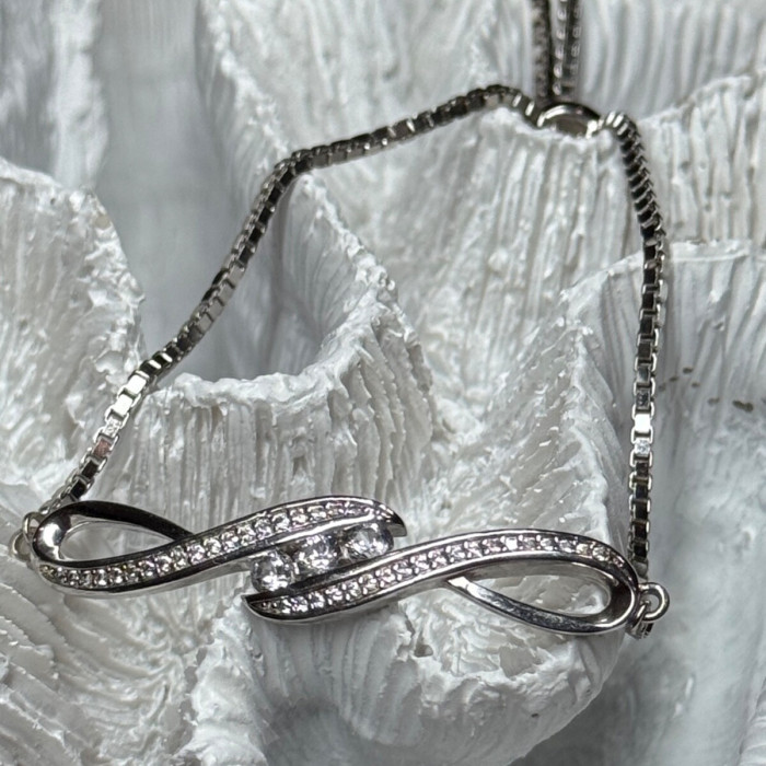 925 Sterling Silver CZ Bracelet Slider