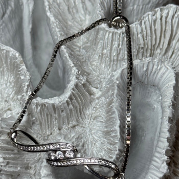 925 Sterling Silver CZ Bracelet Slider