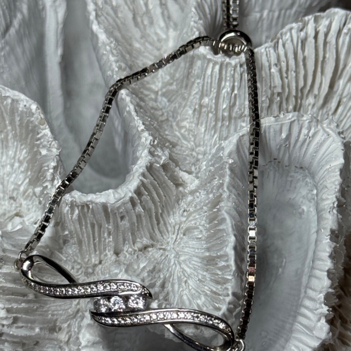 925 Sterling Silver CZ Bracelet Slider