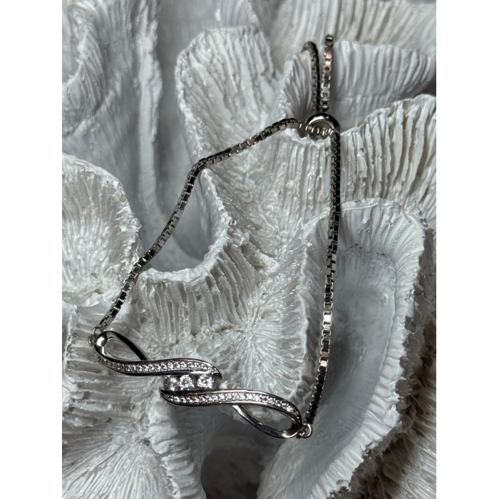 925 Sterling Silver CZ Bracelet Slider