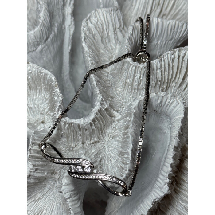 925 Sterling Silver CZ Bracelet Slider