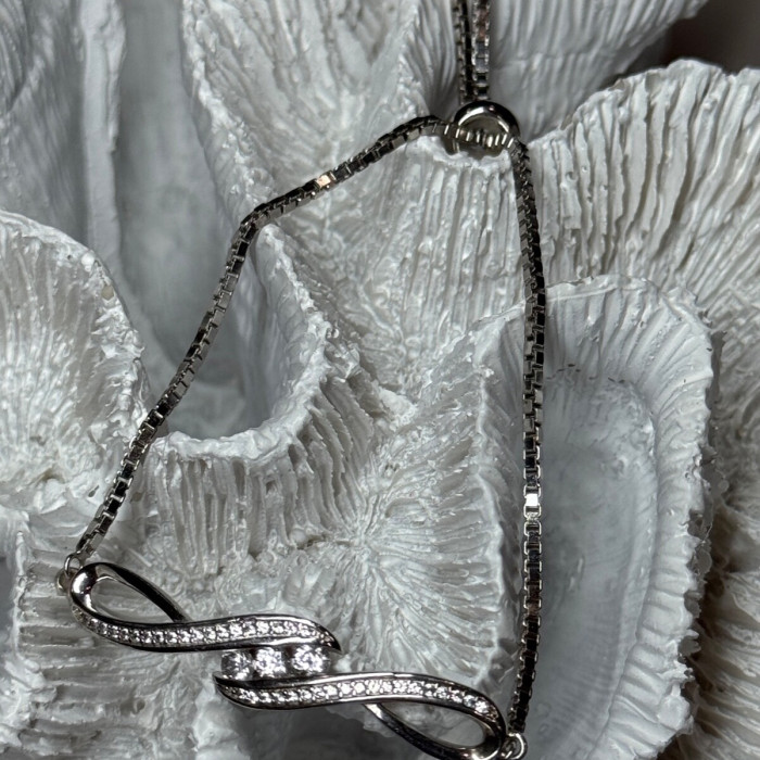 925 Sterling Silver CZ Bracelet Slider