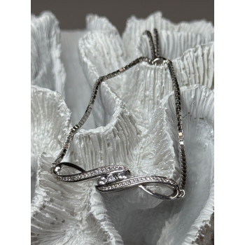 925 Sterling Silver CZ Bracelet Slider