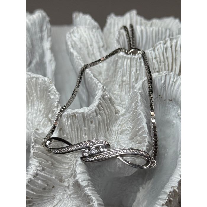 925 Sterling Silver CZ Bracelet Slider