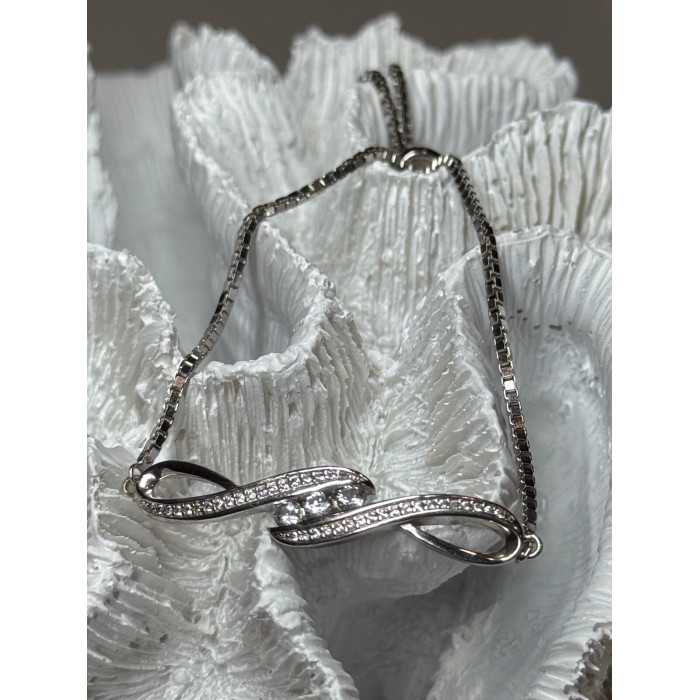 925 Sterling Silver CZ Bracelet Slider