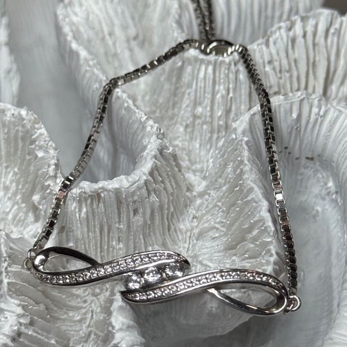 925 Sterling Silver CZ Bracelet Slider
