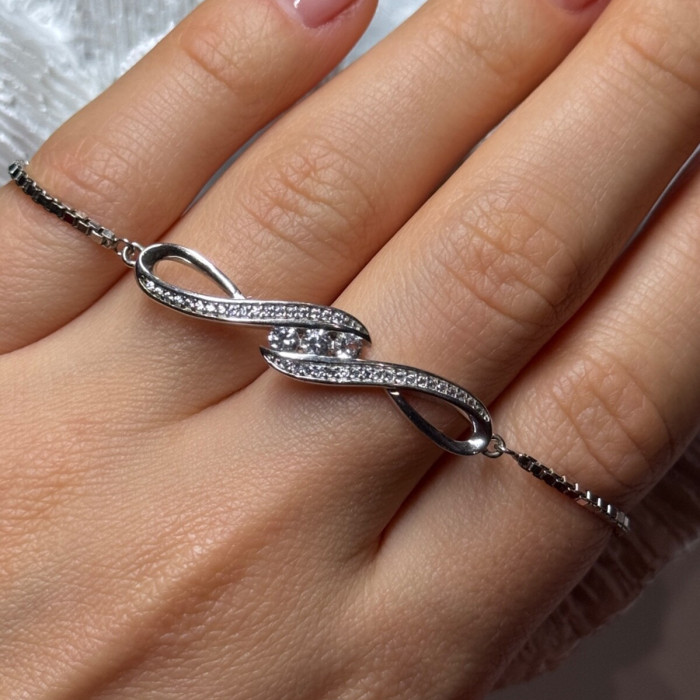925 Sterling Silver CZ Bracelet Slider