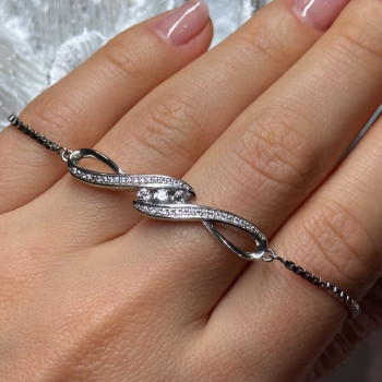 925 Sterling Silver CZ Bracelet Slider