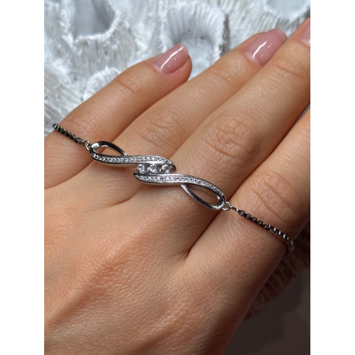 925 Sterling Silver CZ Bracelet Slider