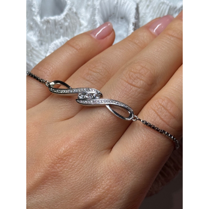 925 Sterling Silver CZ Bracelet Slider