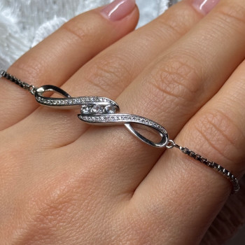925 Sterling Silver CZ Bracelet Slider