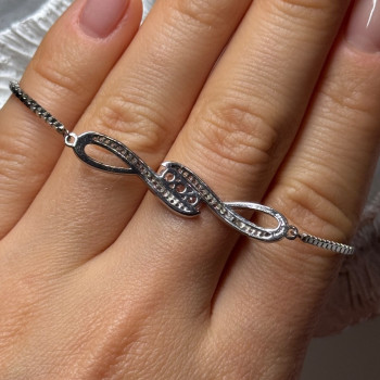 925 Sterling Silver CZ Bracelet Slider