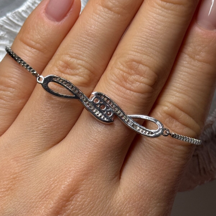 925 Sterling Silver CZ Bracelet Slider