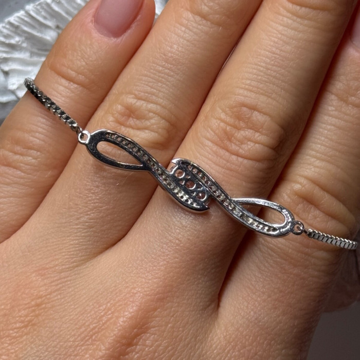 925 Sterling Silver CZ Bracelet Slider