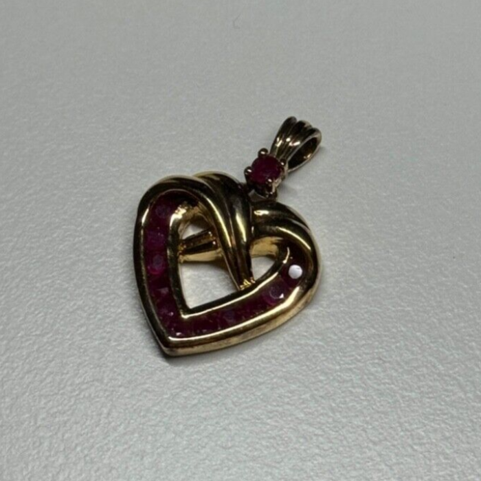 925 Sterling Silver Gold Plated Spinel Heart Pendant