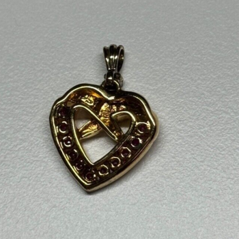 925 Sterling Silver Gold Plated Spinel Heart Pendant