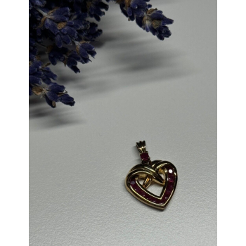 925 Sterling Silver Gold Plated Spinel Heart Pendant
