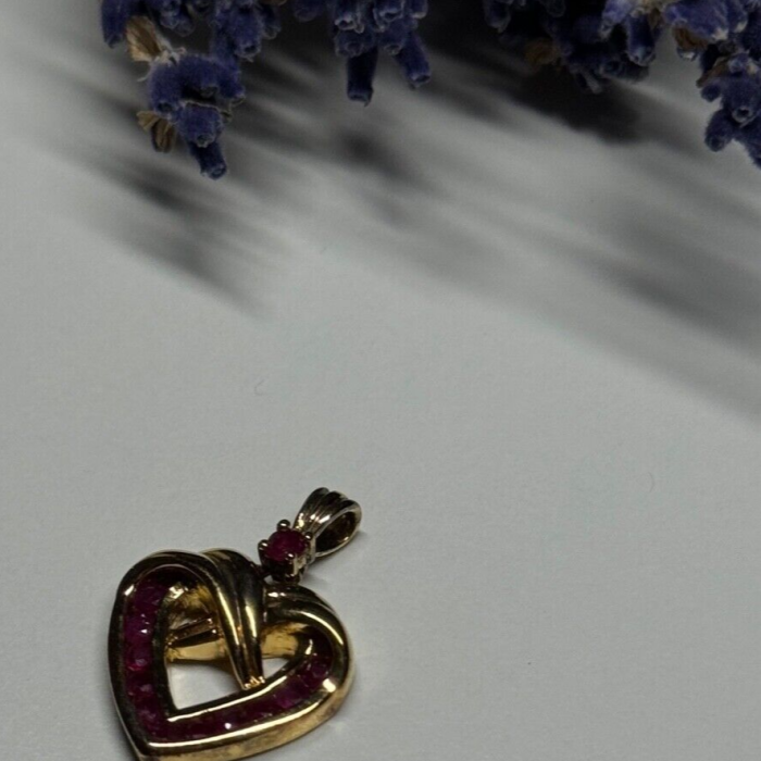925 Sterling Silver Gold Plated Spinel Heart Pendant