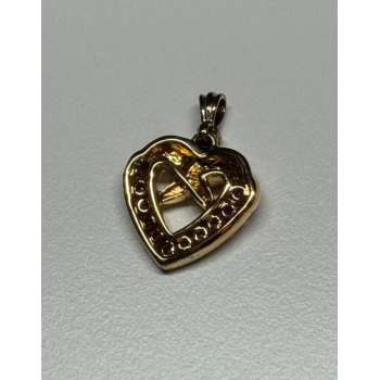 925 Sterling Silver Gold Plated Spinel Heart Pendant