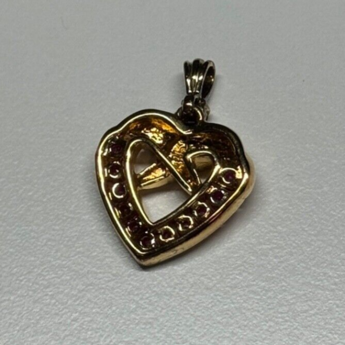 925 Sterling Silver Gold Plated Spinel Heart Pendant