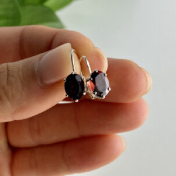 925 Sterling Silver Garnet Earrings