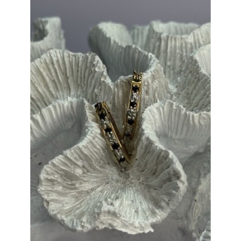 925 Sterling Silver Gold Plated Sapphire & Diamond Earrings Length 0.8 Inch