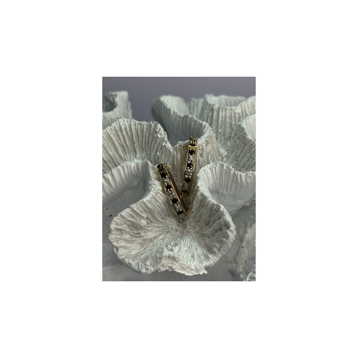 925 Sterling Silver Gold Plated Sapphire & Diamond Earrings Length 0.8 Inch