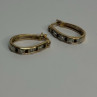 925 Sterling Silver Gold Plated Sapphire & Diamond Earrings Length 0.8 Inch