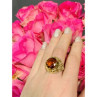 925 Sterling Silver Orange Alpanite & CZ Ring Size 10.25