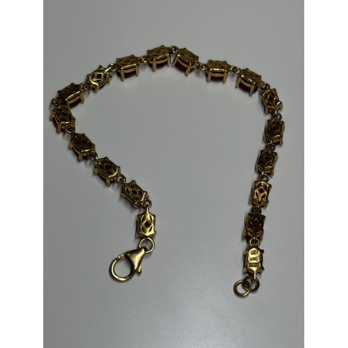925 Sterling Silver Gold Plated Ruby Bracelet Length 7 Inch