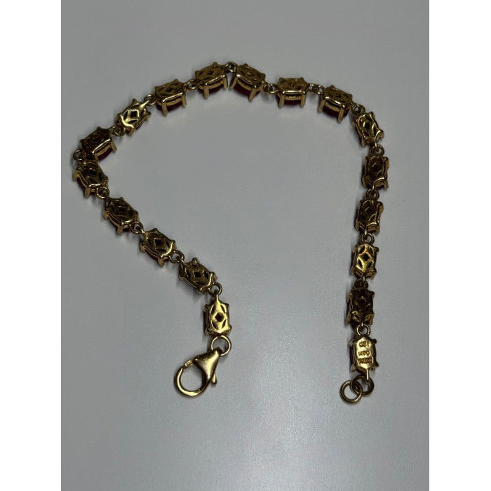 925 Sterling Silver Gold Plated Ruby Bracelet Length 7 Inch