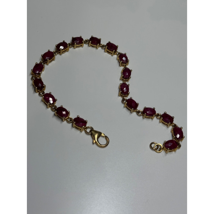 925 Sterling Silver Gold Plated Ruby Bracelet Length 7 Inch