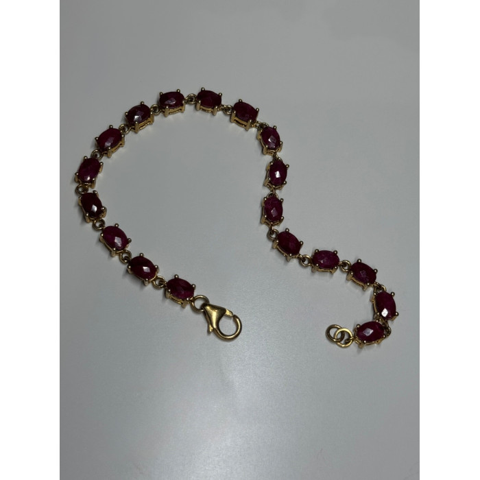 925 Sterling Silver Gold Plated Ruby Bracelet Length 7 Inch