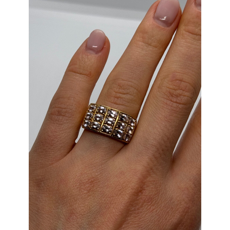 925 Sterling Silver Gold Plated Morganite Ring Size 6.5