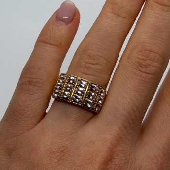 925 Sterling Silver Gold Plated Morganite Ring Size 6.5