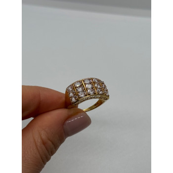 925 Sterling Silver Gold Plated Morganite Ring Size 6.5
