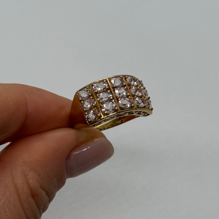 925 Sterling Silver Gold Plated Morganite Ring Size 6.5