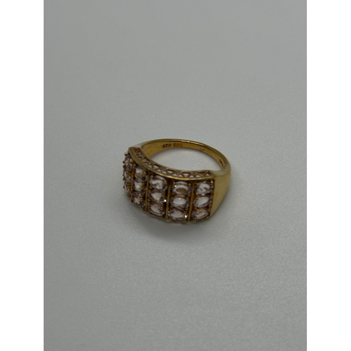 925 Sterling Silver Gold Plated Morganite Ring Size 6.5