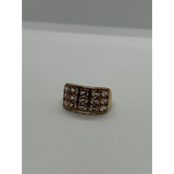 925 Sterling Silver Gold Plated Morganite Ring Size 6.5