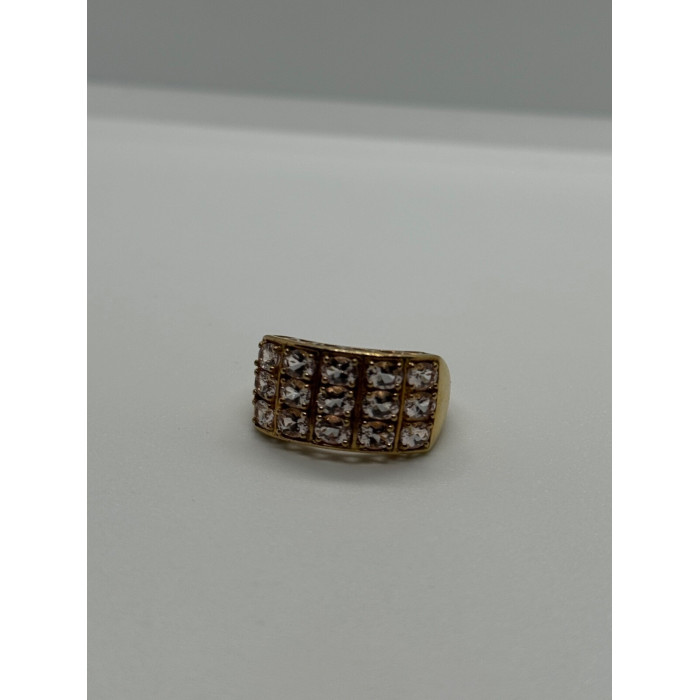 925 Sterling Silver Gold Plated Morganite Ring Size 6.5