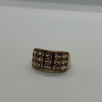 925 Sterling Silver Gold Plated Morganite Ring Size 6.5