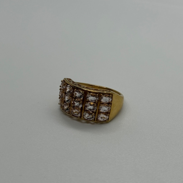 925 Sterling Silver Gold Plated Morganite Ring Size 6.5