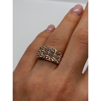 925 Sterling Silver Gold Plated Morganite Ring Size 6.5